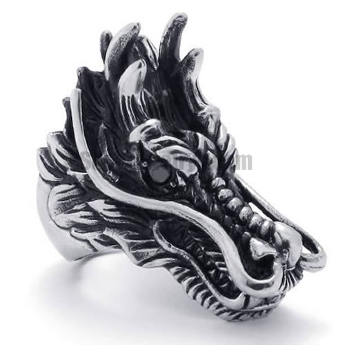 Vintage Gothic Dragon Stainless Steel Biker Men Ring SWR0117 - Click Image to Close
